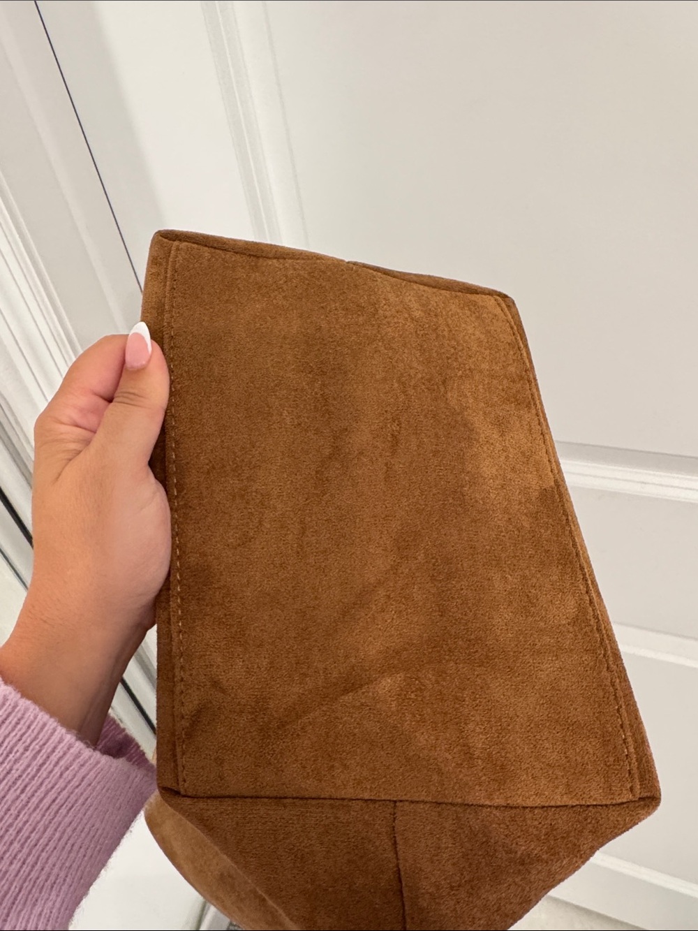 Faux Suede Tote Bag in Brown - Unbranded - Picture 3 of 4